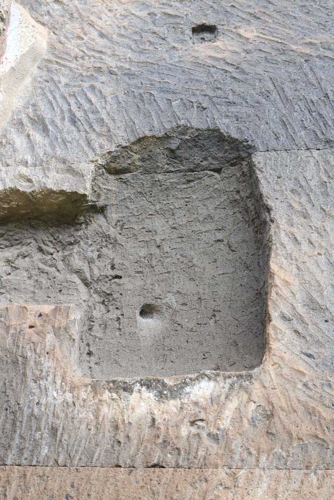 VIII.3.11 Pompeii., December 2018. 
Detail of niche on north wall in north-west corner. Photo courtesy of Aude Durand.
