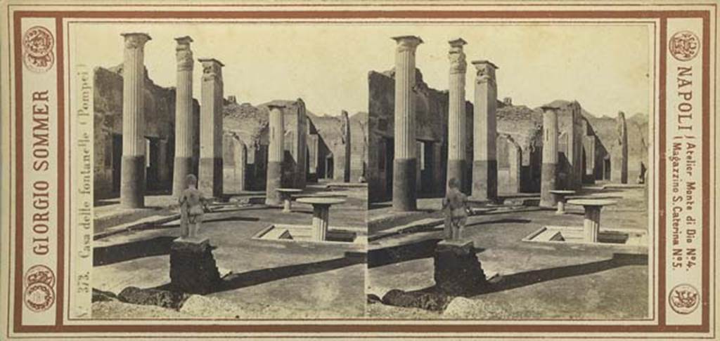 VIII.4.4 Pompeii. Stereoview by G. Sommer, c. 1870s. Looking north across peristyle garden. Photo courtesy of Rick Bauer.
