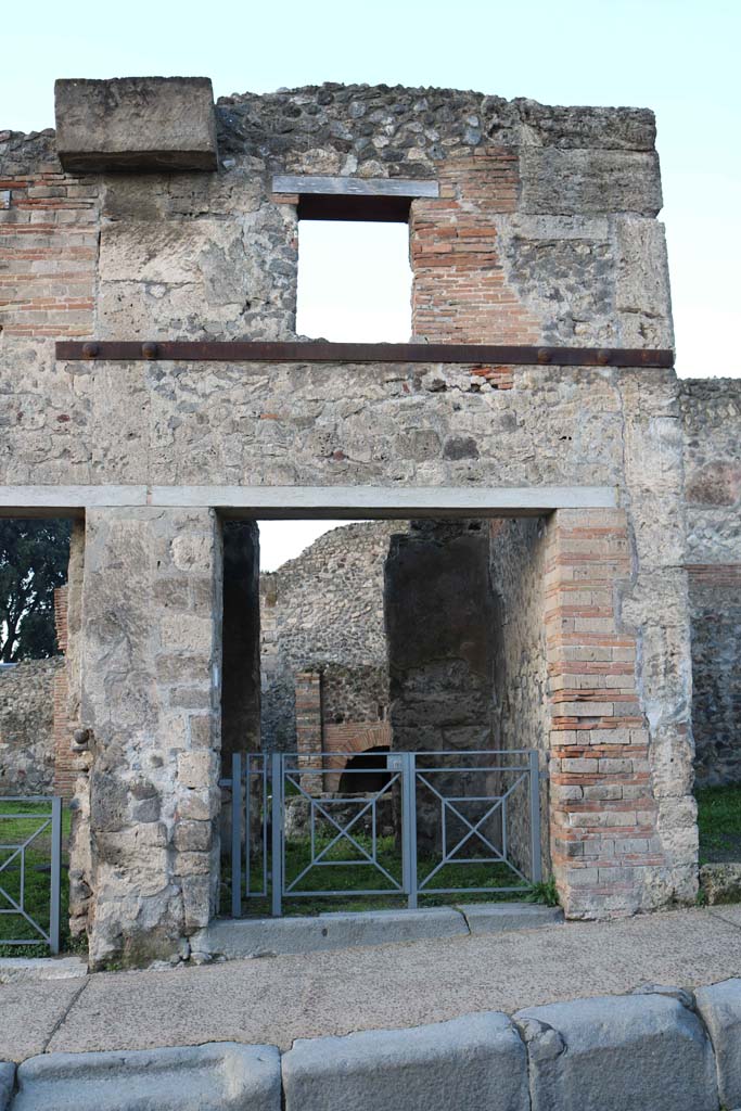 VIII.4.26 Pompeii. December 2018. 
Looking west to front exterior faade and entrance doorway. Photo courtesy of Aude Durand.

