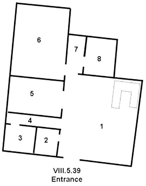 VIII.5.39 Pompeii. House of Acceptus and the Euhodia
Room Plan