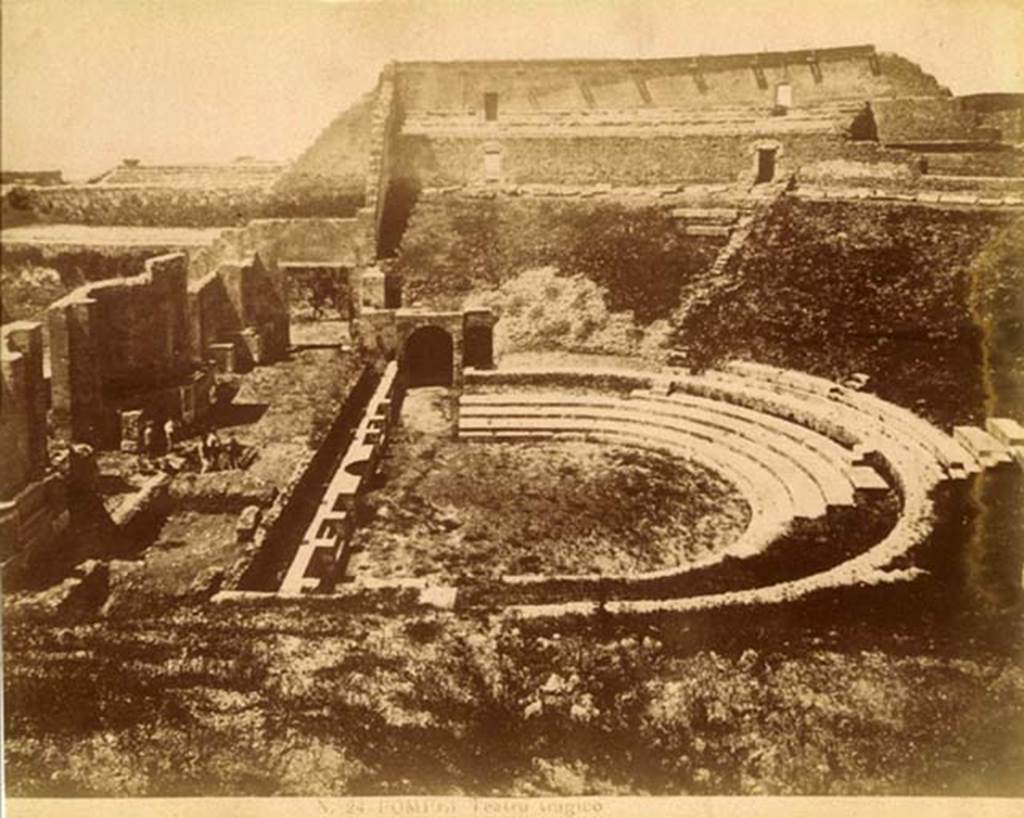VIII.7.20 Pompeii. Date unknown. Old postcard of Large Theatre. Photo courtesy of Rick Bauer.