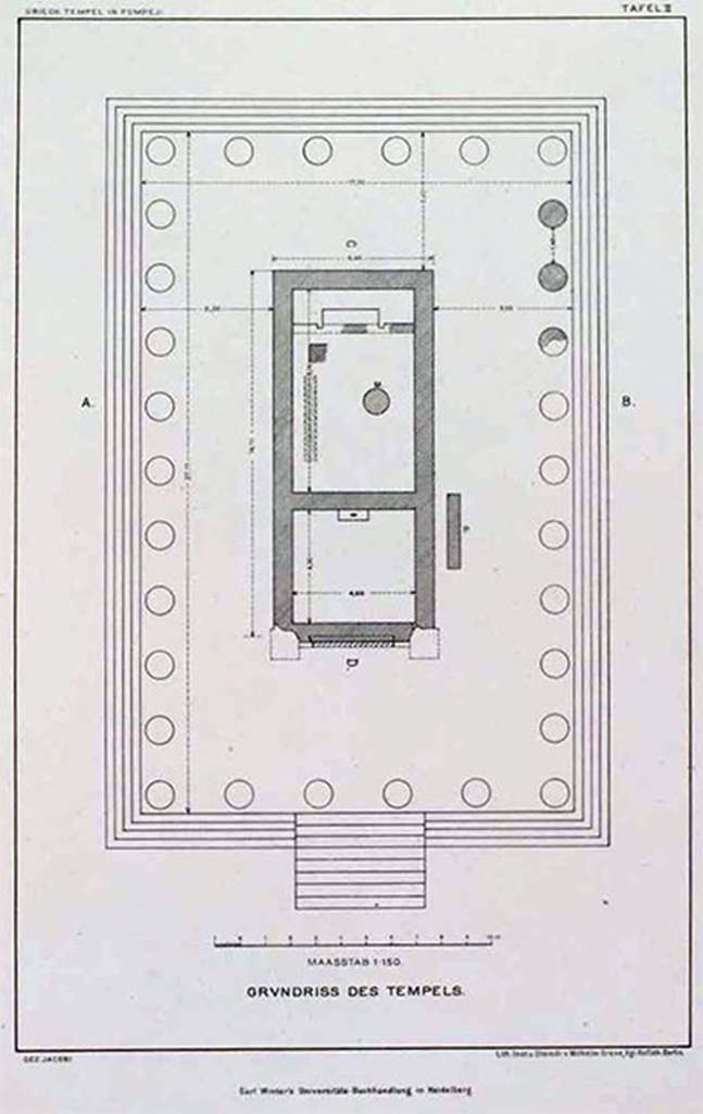 VIII.7.31 Pompeii. 1890 plan of Doric Temple. See Von Duhn F., 1890. Der Griechische Tempel in Pompeji, Heidelberg: Carl Winters Univ., Taf. 2.