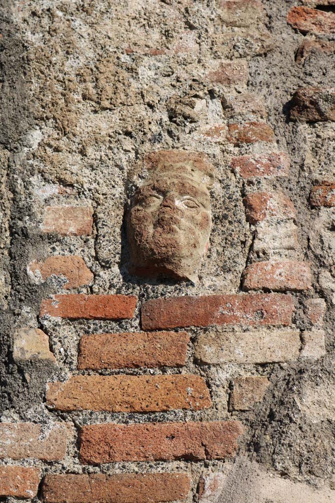 Pilaster between IX.2.2 and IX.2.3 Pompeii. December 2018
Detail of terracotta face. Photo courtesy of Aude Durand.
