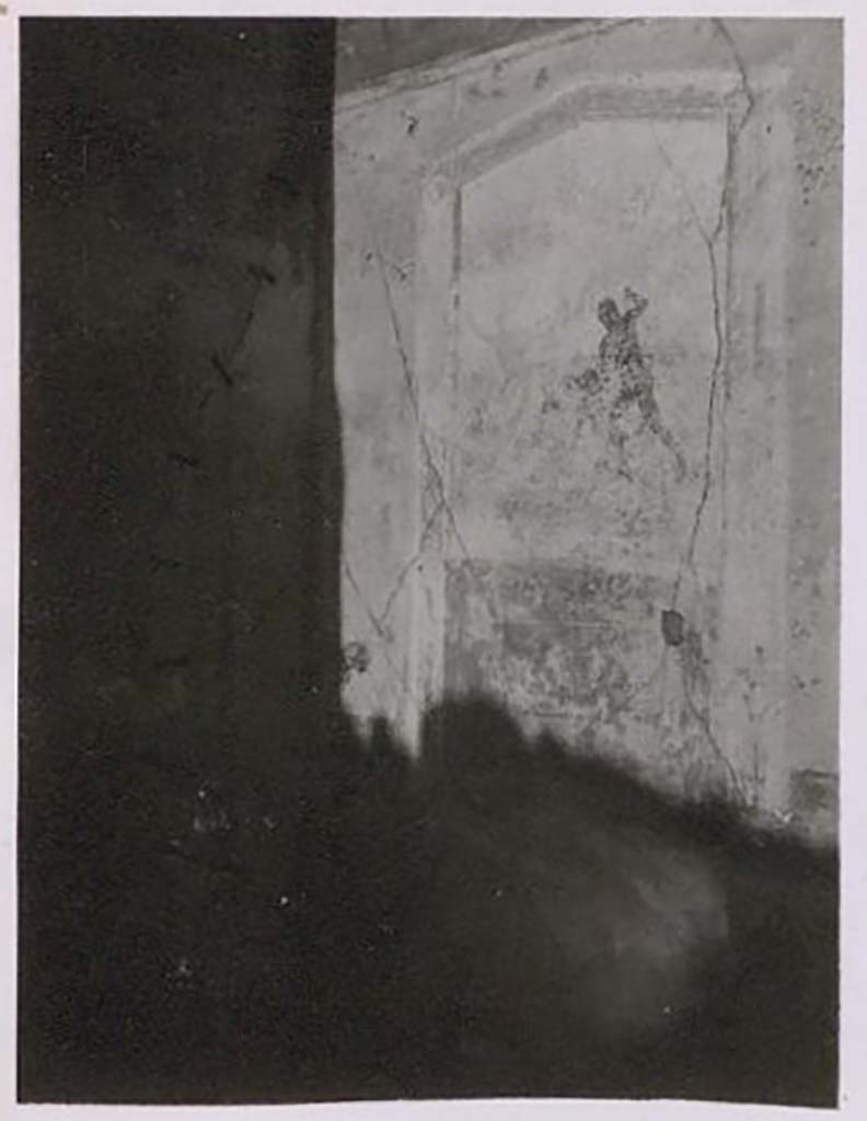 IX.2.16 Pompeii. Pre-1943. Cubiculum b, north wall, painting of Artemis and Acteon. Photo by Tatiana Warscher.
See Warscher, T. Codex Topographicus Pompeianus, IX.2. (1943), Swedish Institute, Rome. (no.61.), p. 140.

