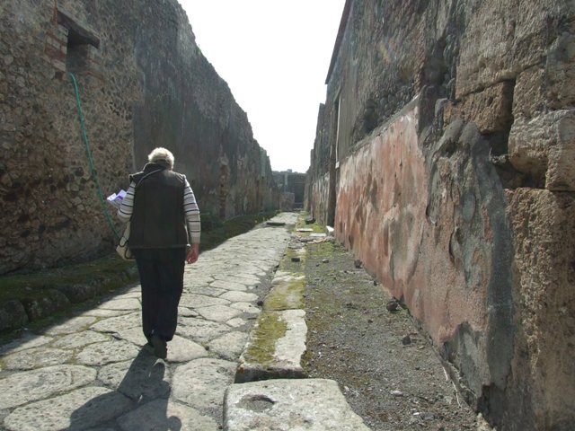 IX.2.16 Pompeii. March 2009.  Vicolo, looking west towards Via Stabia.