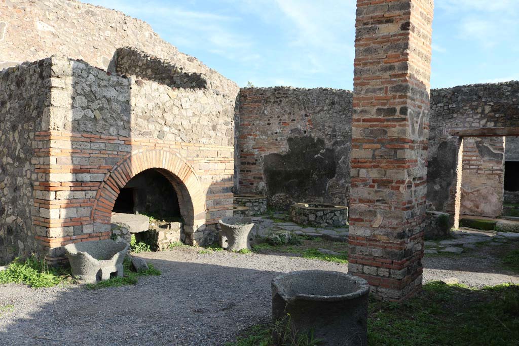 IX.3.12 Pompeii. December 2018. Looking south-east across bakery. Photo courtesy of Aude Durand.

