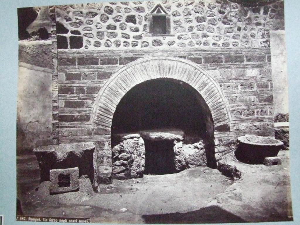 IX.3.12 Pompeii.  An oven in the new excavations (during excavation).  
Old undated photograph courtesy of the Society of Antiquaries, Fox Collection.
