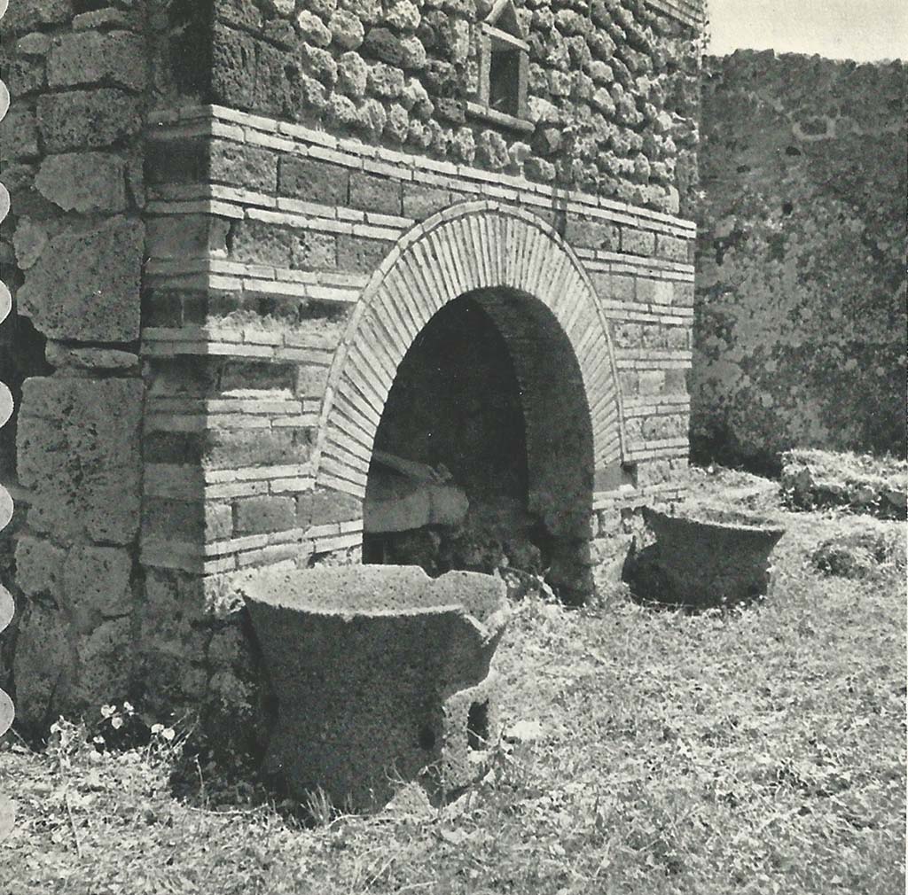 IX.3.12 Pompeii. Old undated photograph. Looking from left side (north) towards front of oven. 

