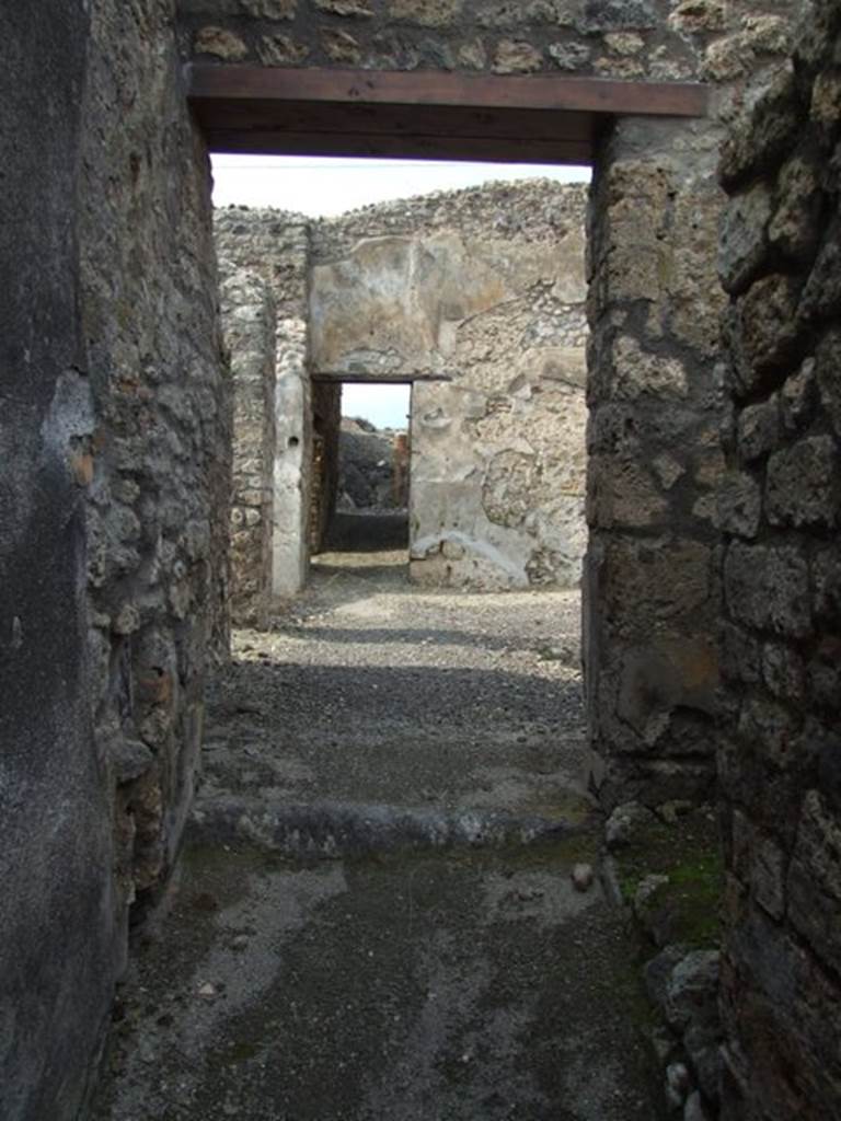 IX.3.15 Pompeii.  March 2009.  Room 1. Entrance corridor, leading to atrium. On the right is an entrance to the latrine.