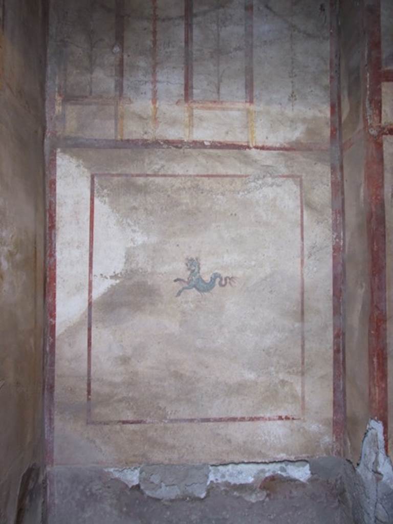 IX.5.6 Pompeii. December 2007. Room 8, wall painting of sea creature in corridor.