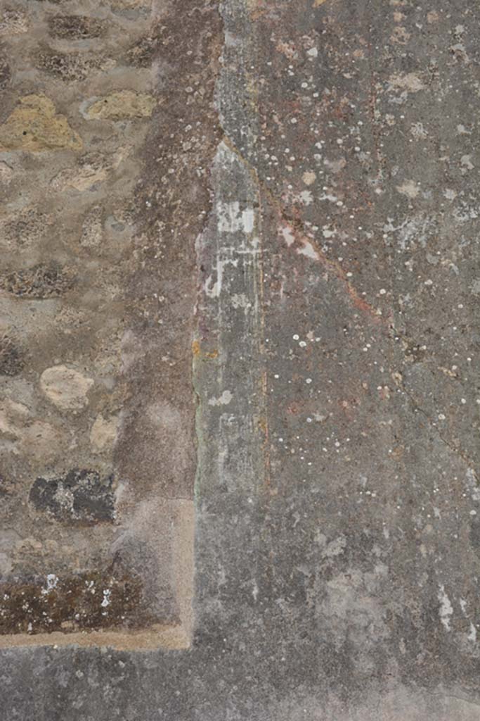 IX.5.18 Pompeii. March 2018. 
Triclinium “f”, detail from north side of central painting on west wall.  
Foto Annette Haug, ERC Grant 681269 DÉCOR.

