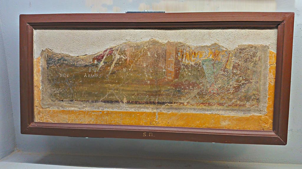 IX.6.d Pompeii. June 2017. Triclinium “e”, painting on the west wall of Dido and Aeneas.
Now in Naples Archaeological Museum, inventory number s. n.  Photo courtesy of Giuseppe Ciaramella.
