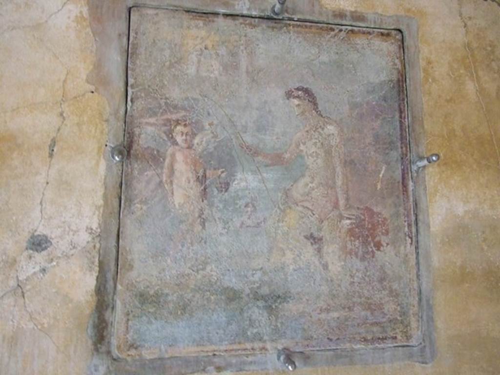 IX.8.6 Pompeii. December 2007. Room 39, west wall of outer room. Wall painting of Aphrodite Pescatrice or Venus fishing and a cupid.