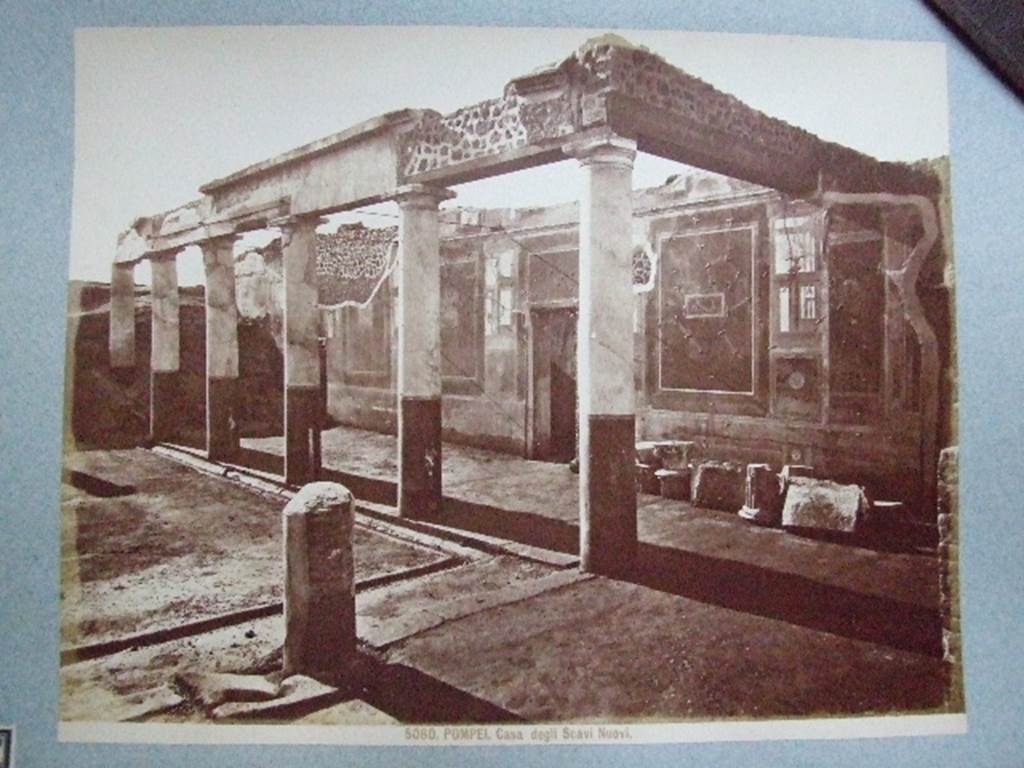 IX.8.6 Pompeii. Casa del Centenario. Peristyle and west portico, with remains of architrave over columns. Old undated photograph. Courtesy of Society of Antiquaries. Fox Collection.
