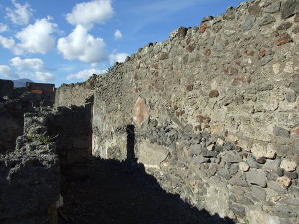 IX.9.a Pompeii.  March 2009. Passageway and doorway on the east side of Triclinium, leading to atrium.