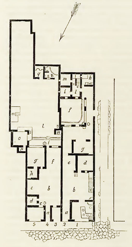 IX.9.a Pompeii. 1888 plan showing side entrance (not numbered).
The plan also shows IX.9.1 and IX.9.2.
See Notizie degli Scavi di Antichit, 1888, referred to as IX.7., p.514.
