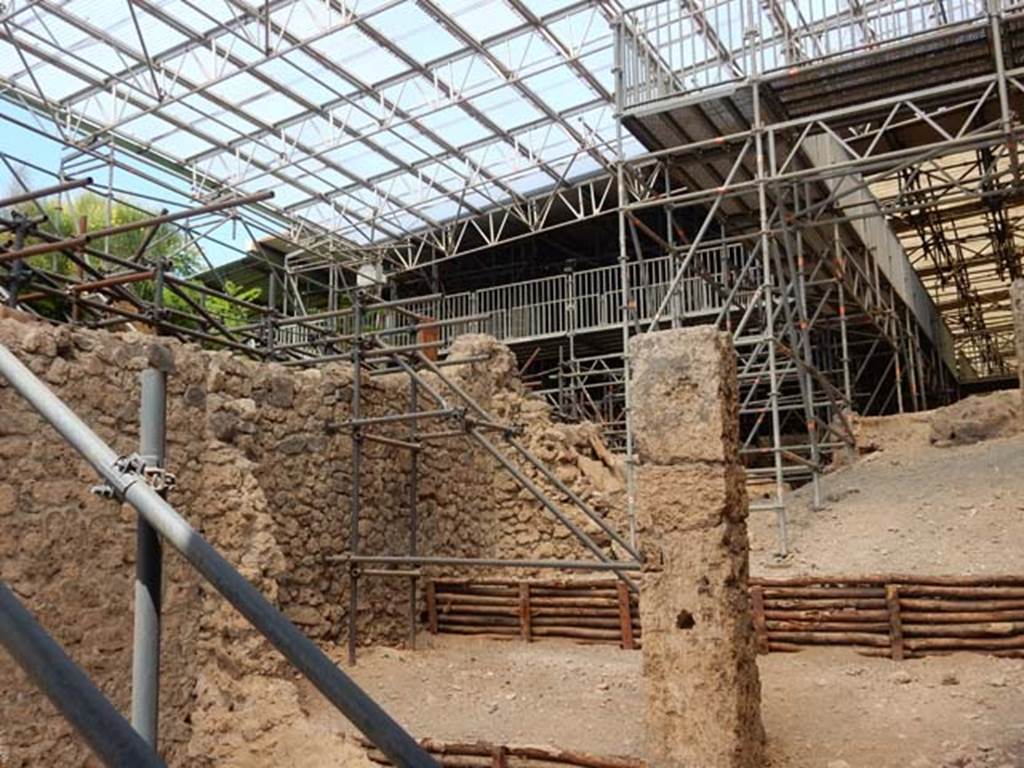 IX.12.1 Pompeii, May 2018. Looking towards north-west corner. Photo courtesy of Buzz Ferebee. On the north side of the rear rooms would have been another room, which would have been reached from IX.12.4.
