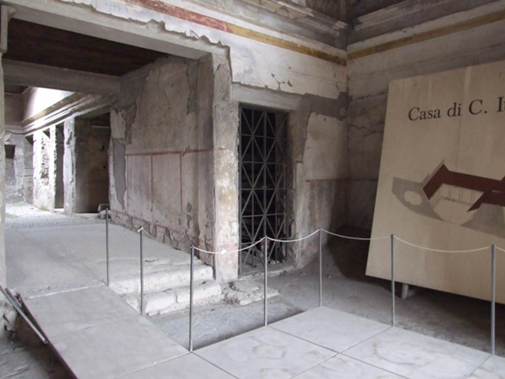 IX.13.1-3 Pompeii. March 2009. Room 1, looking north east towards doorways to rooms 28 and 29.