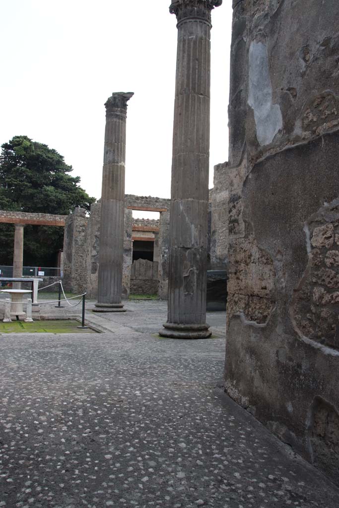 IX.14.4 Pompeii. September 2017. 
Tetrastyle atrium B, looking towards the south-west side from the entrance corridor/fauces.
Photo courtesy of Klaus Heese.
