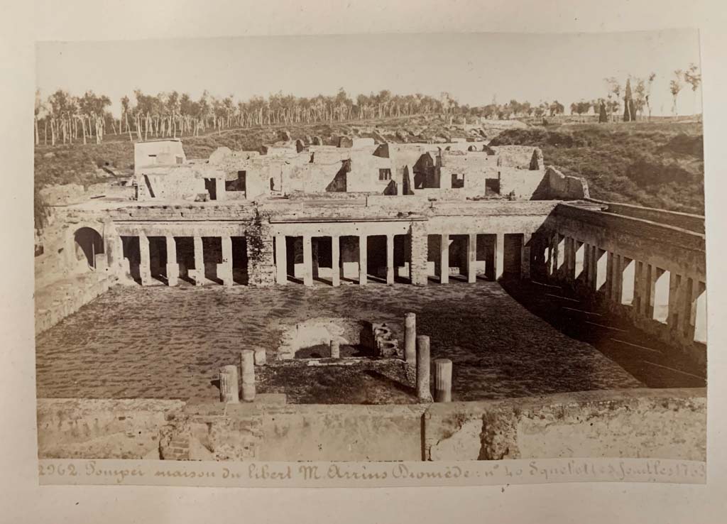 HGW24 Pompeii. Album by M. Amodio, c.1880, entitled “Pompei, destroyed on 23 November 79, discovered in 1748”.
Looking east over garden wall. Photo courtesy of Rick Bauer.
