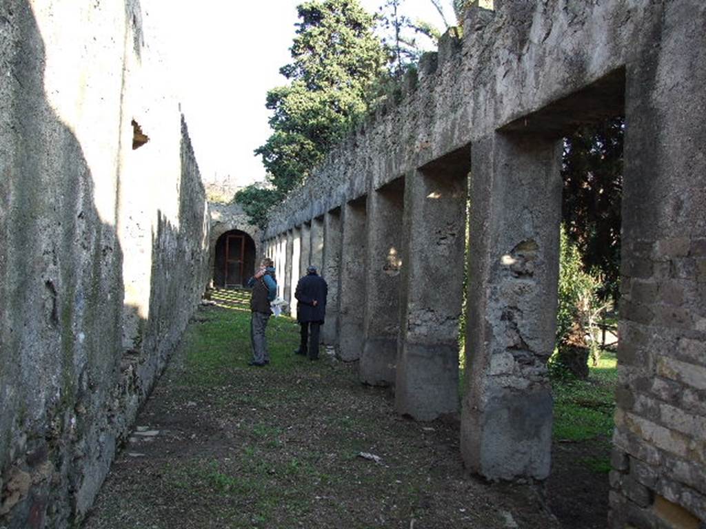HGW24 Pompeii. December 2006. Looking east along the north portico. 
According to the plan by La Vega, no. 62 was found on the exterior of the wall on the left, on the east side of the turret room. 
