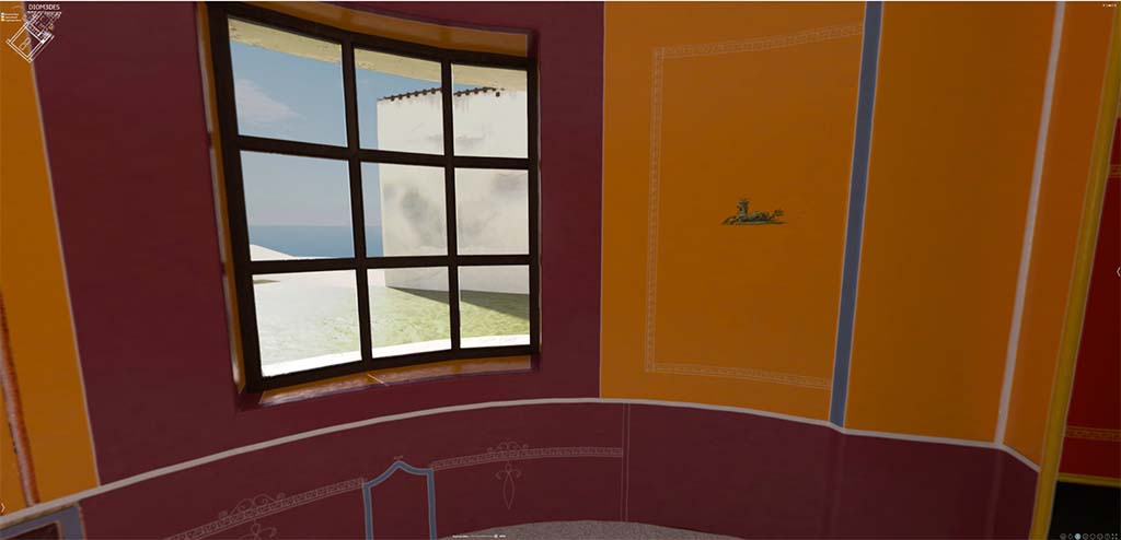 HGW24 Pompeii. 3D reconstruction of west side of semi-circular bedroom with doorway to anteroom on right.
© Villa Diomedes Project http://villadiomede.huma-num.fr/3D/app.html 
(Villa Diomedes Project – area 17). 
(Fontaine, room 2,12).
