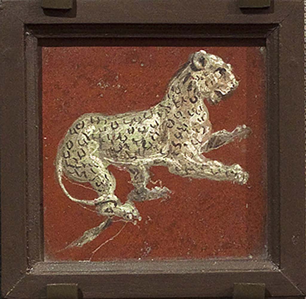 HGW24 Pompeii. The central vignette representing a panther was removed from side panel of east wall of antechamber. 
(Fontaine, room 2,10).
Now in Naples Archaeological Museum.
