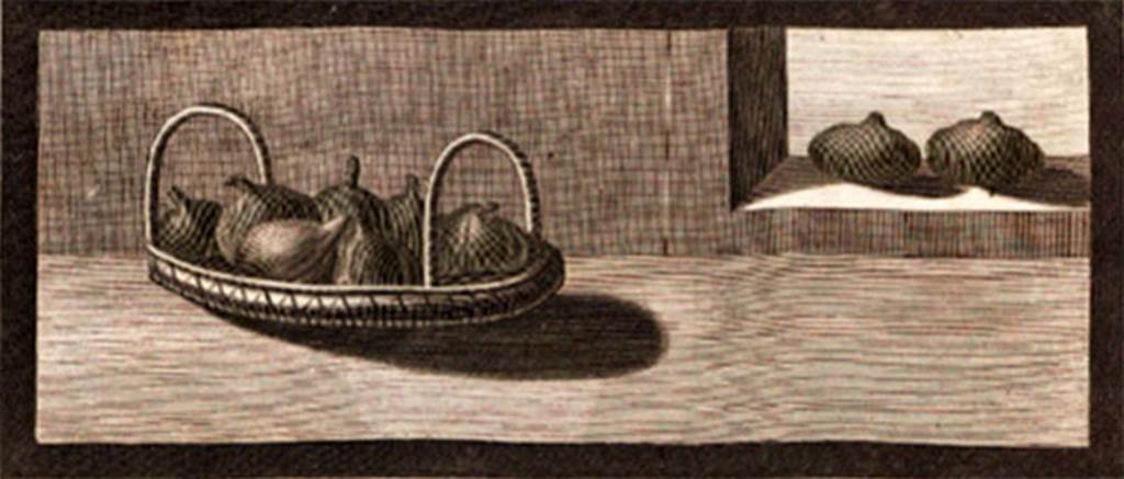 HGW24 Pompeii. 1779 drawing of basket with fruit.
Now in Naples Archaeological Museum. Inventory number 8782.
See Le antichità di Ercolano esposte Tomo 7, Le Pitture Antiche di Ercolano 5, 1779, p.95.
