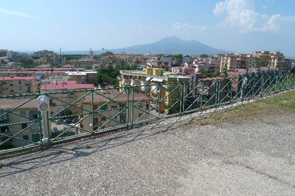 Castellammare di Stabia, Villa San Marco, July 2010. Looking north towards Vesuvius, from terrace overlooking the modern town. Photo courtesy of Michael Binns.

