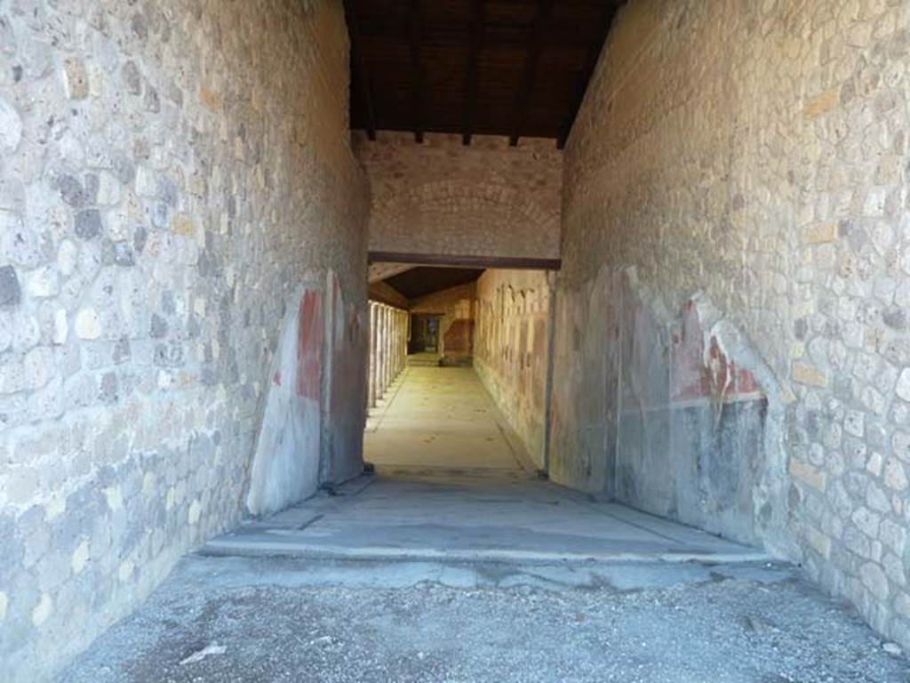 Villa San Marco, Stabiae, September 2015. Corridor/ramp 4, looking south to Portico 5/3.