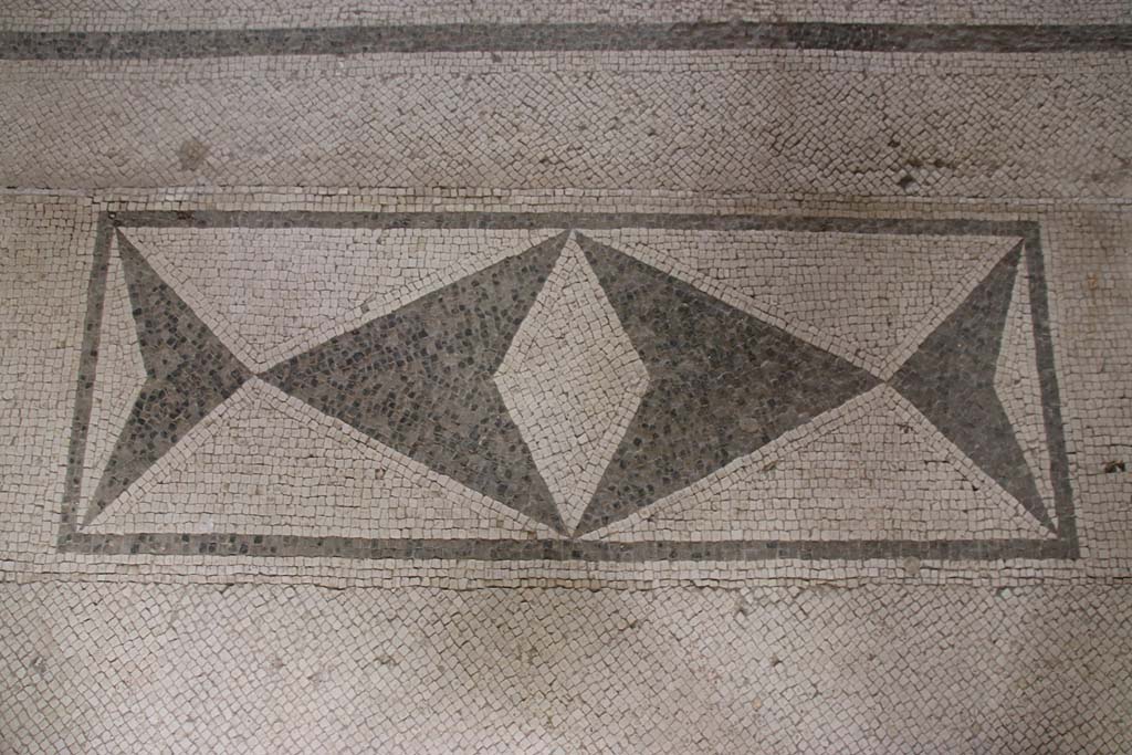 Villa San Marco, Stabiae, September 2021. Corridor 11, detail of mosaic threshold at southern end. Photo courtesy of Klaus Heese.