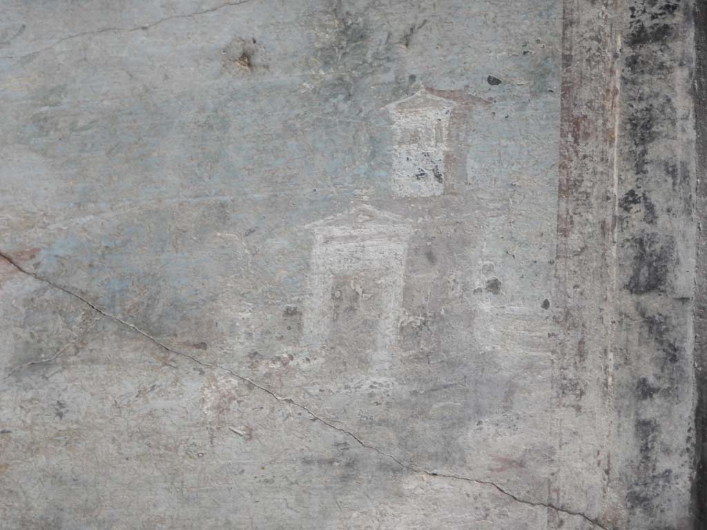 Villa San Marco, Stabiae, June 2019. Room 44, detail from central paining on north wall of atrium.   
Photo courtesy of Buzz Ferebee

