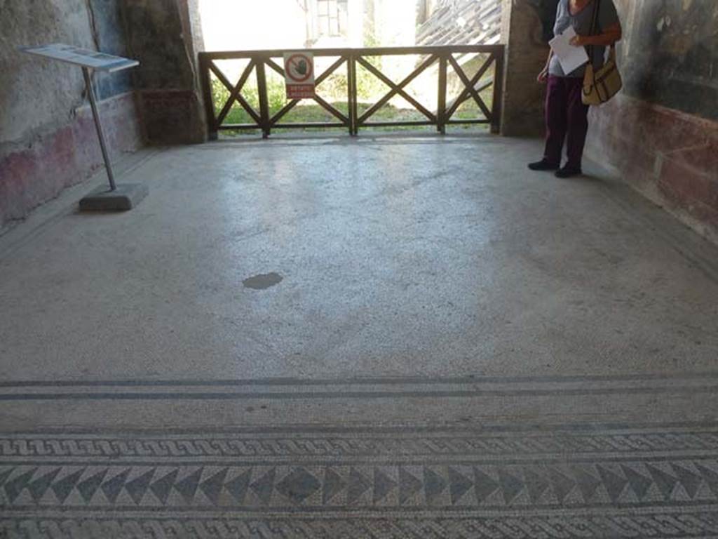 Villa San Marco, Stabiae, September 2015. Room 59, mosaic threshold and floor.