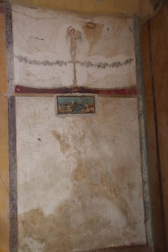 Villa San Marco, Stabiae, September 2019. 
Room 50, painted wall decoration from south end of east wall. Photo courtesy of Klaus Heese.
