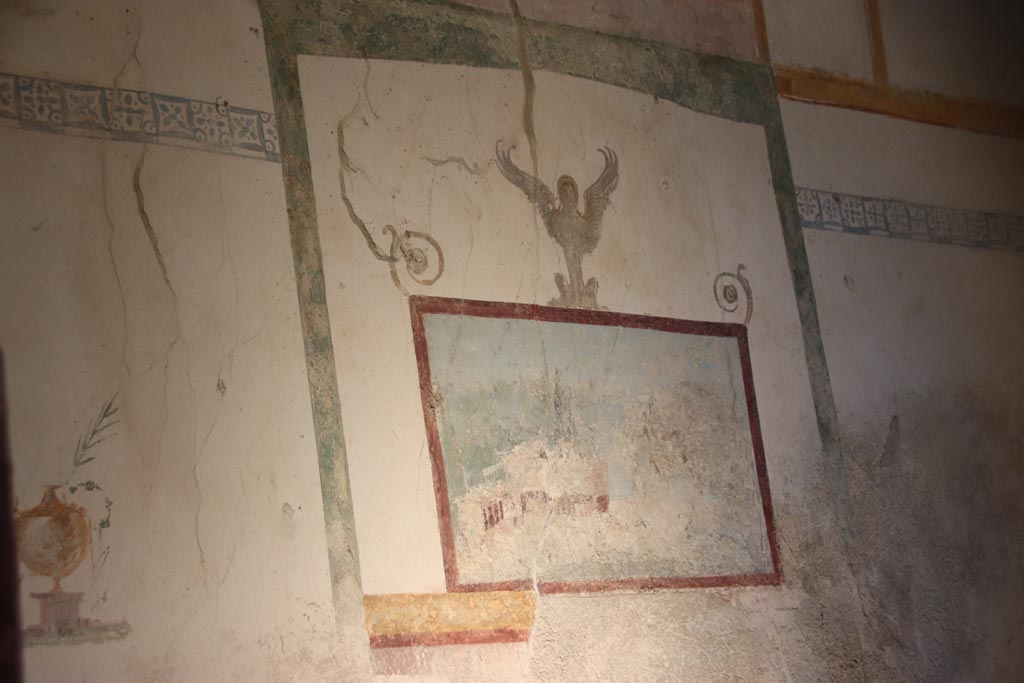 Villa San Marco, Stabiae. October 2022. Room 57, North end and centre of east wall of room 57. Photo courtesy of Klaus Heese.
