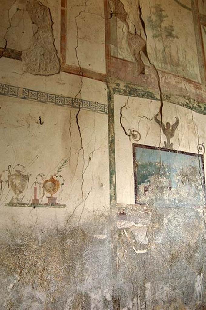 Castellammare di Stabia, Villa San Marco, December 2006. North end and centre of east wall of room 57.