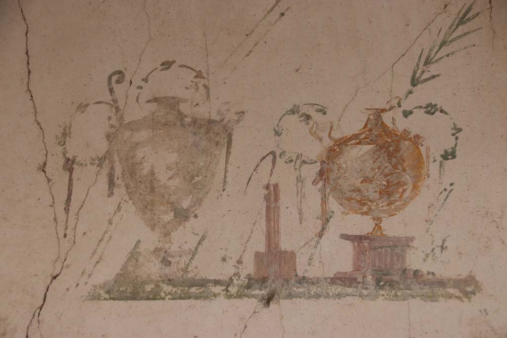Villa San Marco, Stabiae, September 2019. Room 57, painted decoration from east wall. Photo courtesy of Klaus Heese.