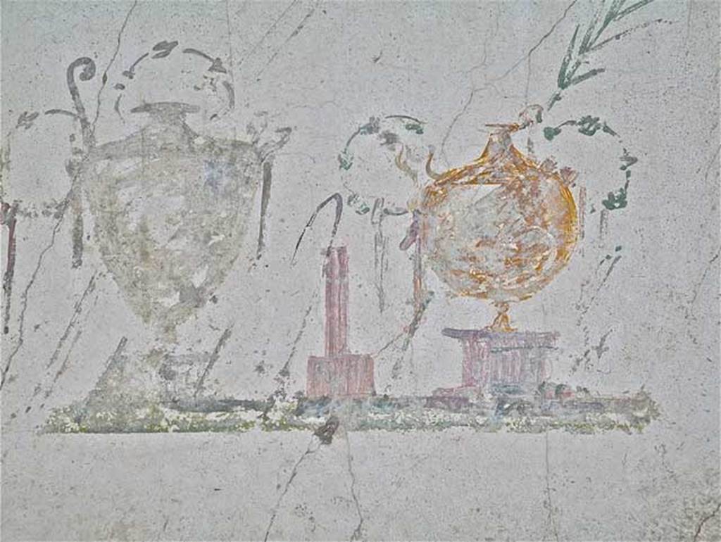 Villa San Marco, Stabiae, April 2005. Vases on north end of east wall of room 57. Photo courtesy of Michael Binns.