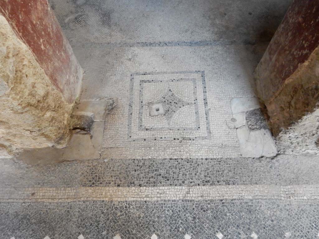 Villa San Marco, Stabiae, June 2019. Room 52, mosaic threshold of doorway. Photo courtesy of Buzz Ferebee.