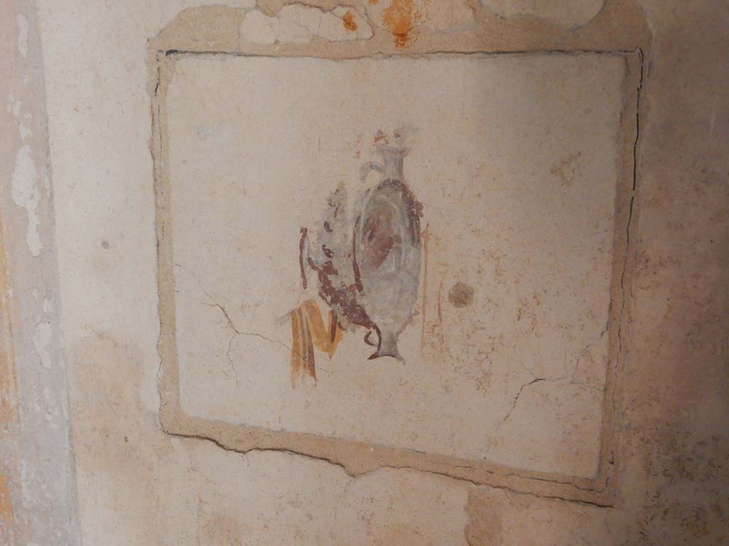 Villa San Marco, Stabiae, June 2019. Room 52, painted panel from lower centre of west wall. 
Photo courtesy of Buzz Ferebee
