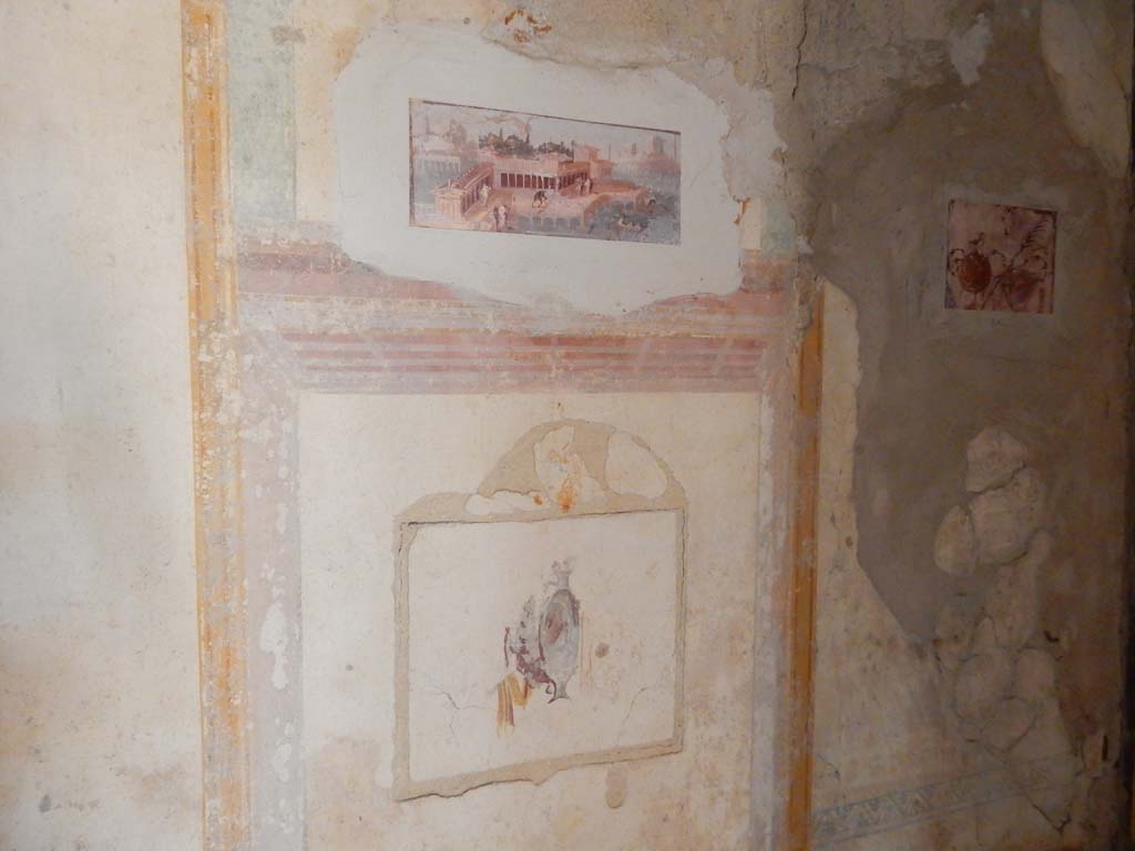 Villa San Marco, Stabiae, June 2019. Room 52, centre and north end of west wall. Photo courtesy of Buzz Ferebee