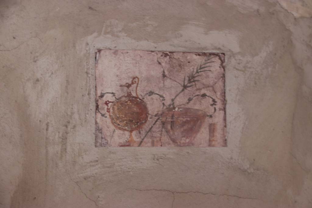 Villa San Marco, Stabiae, September 2019. Room 52, painted panel from north end of west wall. Photo courtesy of Klaus Heese. Original now in Naples Archaeological Museum. Inventory number 9952.
