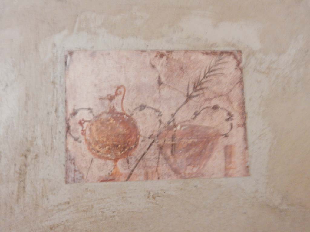 Villa San Marco, Stabiae, June 2019. Room 52, painted panel from north end of west wall.
Photo courtesy of Buzz Ferebee
