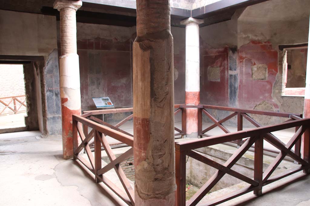 Villa San Marco, Stabiae, September 2019. 
Looking towards doorway in east wall to room 42, and across to south-east corner in Room 25. Photo courtesy of Klaus Heese.
