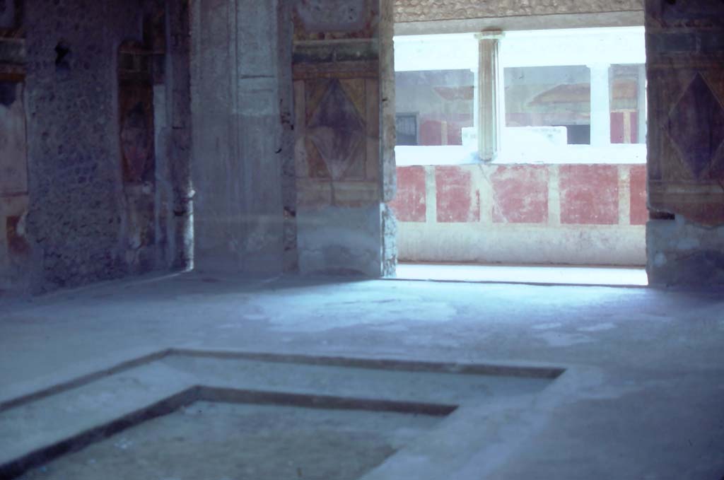 Villa of Mysteries, Pompeii. April 2019. Body-cast in the north-east corner of the atrium, originally on display in room 32.
Photo courtesy of Rick Bauer.
