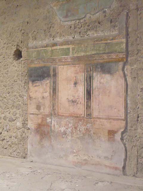 Villa of Mysteries, Pompeii. May 2012. Room 64, wall decoration from north wall of atrium. Photo courtesy of Buzz Ferebee.

