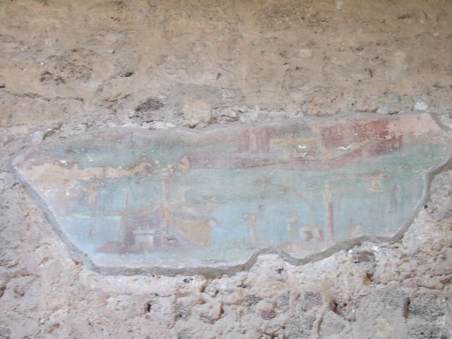 Villa of Mysteries, Pompeii. May 2006. Room 64, north wall of atrium. Wall painting of Nile scene.

 
