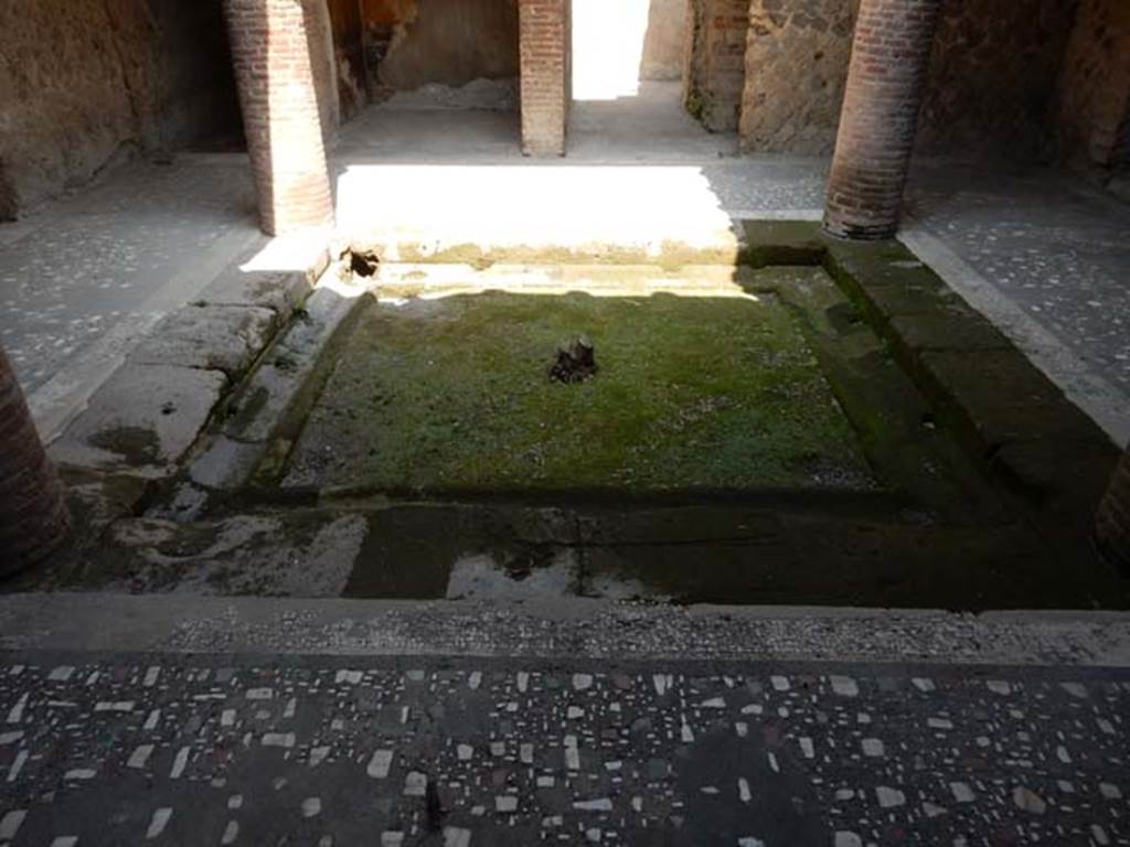 Villa of Mysteries, Pompeii. May 2015. Looking east towards north-east corner of gutter in room 62. Photo courtesy of Buzz Ferebee.
