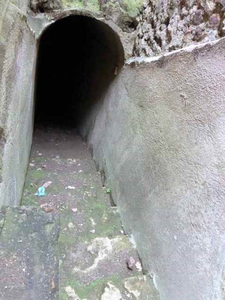Villa of Mysteries, Pompeii. May 2010. Room 23, stairs to cryptoporticus. Looking north down the stairs.