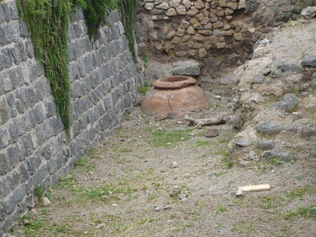 Villa of Mysteries, Pompeii. May 2010. Looking east along north side of villa, towards the wine cellar.